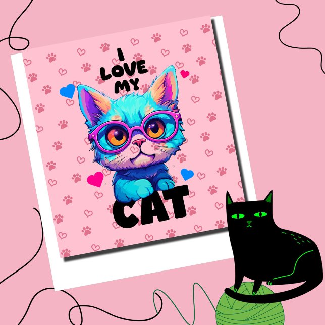I Kärlek My Cat Poster (Let Your Feline Purr-fection Rejoice! Playful Poster  in Pink)
