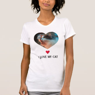 I Kärlek My Cat & Red Heart Art Clip & Anpassnings T Shirt