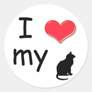 I Kärlek My Cat Sticker Runt Klistermärke