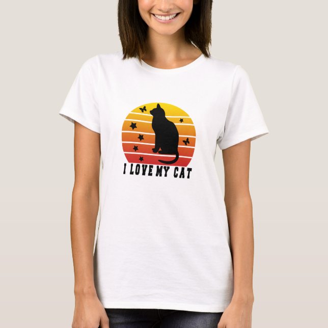 I KÄRLEK MY CAT SUNSET T SHIRT (Framsida)