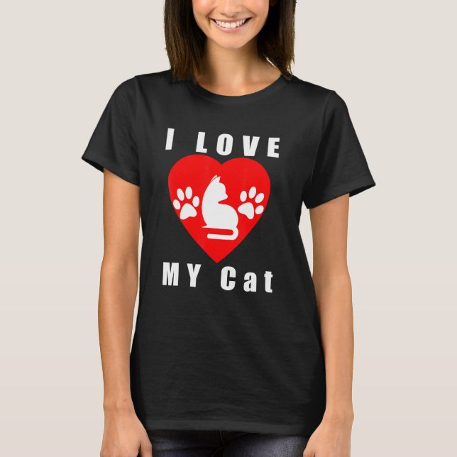 I Kärlek My Cat T Shirt (Framsida)