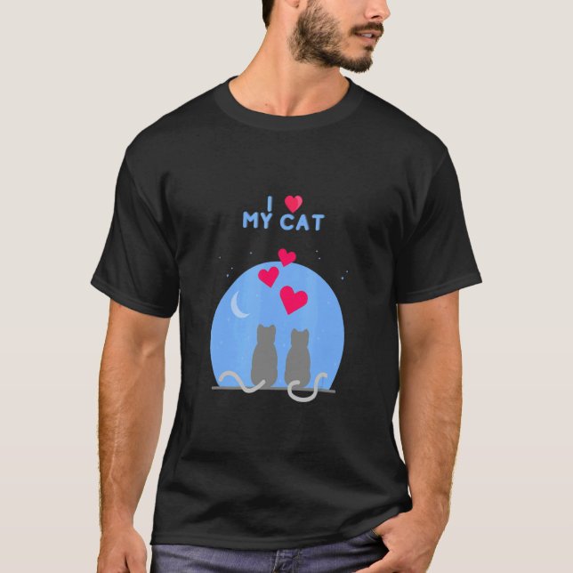I Kärlek My Cat T Shirt (Framsida)
