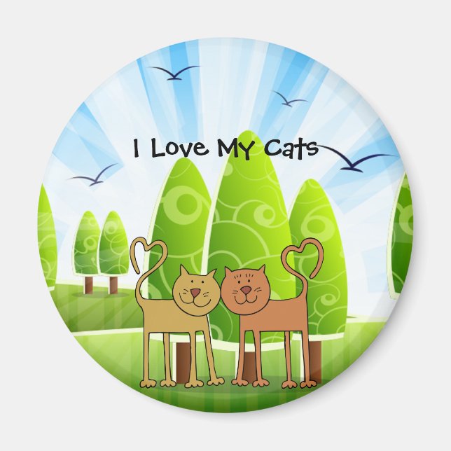 "I Kärlek My Cats" charmerande kylmagnet Magnet (Framsidan)