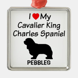 I Kärlek My Cavalier Kung Charles Spain Hund Julgransprydnad Metall
