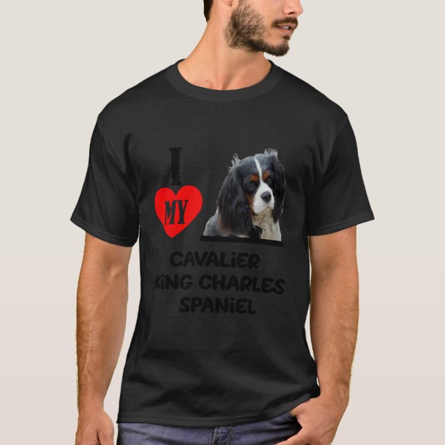I Kärlek My Cavalier Kung Charles Spain Hund Pet M T Shirt (Framsida)