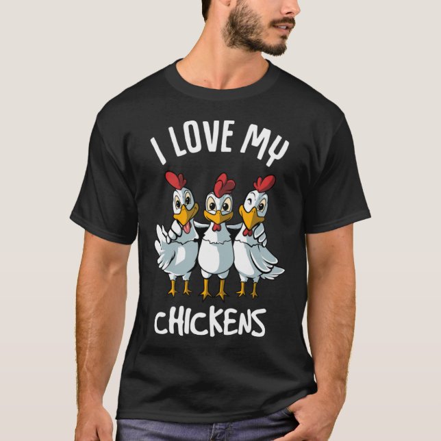I Kärlek My Chickens bonde T Shirt (Framsida)