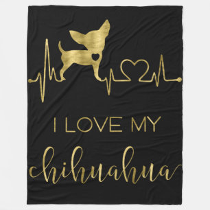 I Kärlek My Chihuahua Black Fleece Blankets