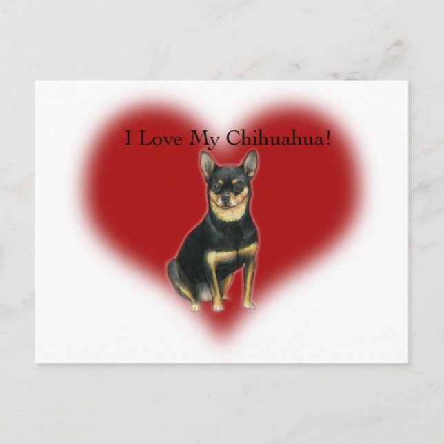 "I Kärlek My Chihuahua" Hund Art-vykort Vykort (Framsida)