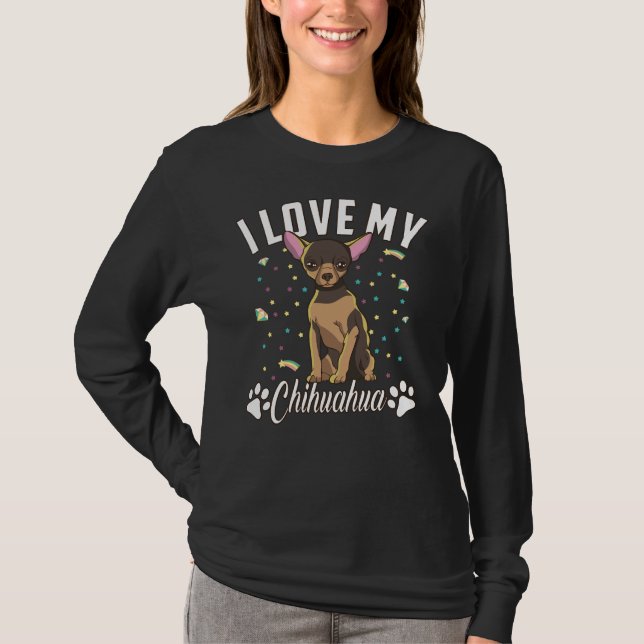 I Kärlek My Chihuahua Hund aveln Hundägare Hund T Shirt (Framsida)