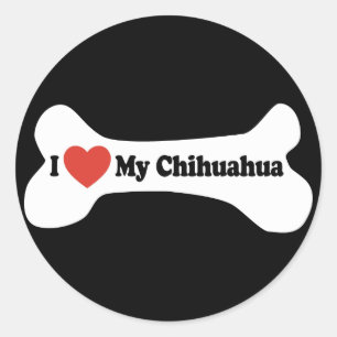 I Kärlek My Chihuahua - Hund Bone Runt Klistermärke