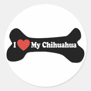 I Kärlek My Chihuahua - Hund Bone Runt Klistermärke