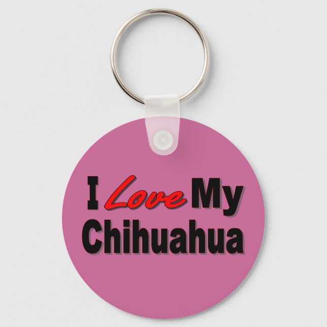 I Kärlek My Chihuahua Hund Merchandise Nyckelring (Framsida)