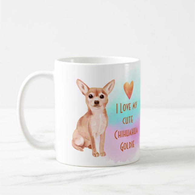 I Kärlek My Chihuahua Namn Anpassningsbar Tecknad  Kaffemugg (Vänster)
