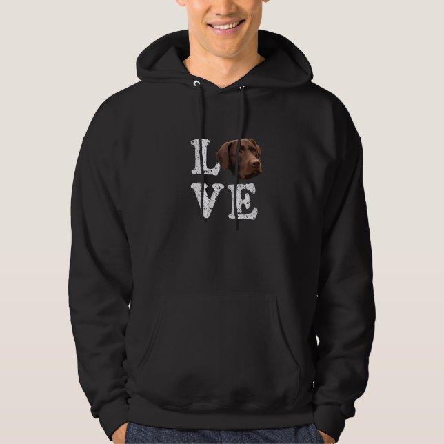 I Kärlek My Chocolate Lab Labrador Retriever Hund  Hoodie (Framsida)