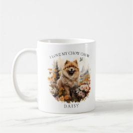 I Kärlek My Chow Blommigt Hund Porträtt Kaffemugg