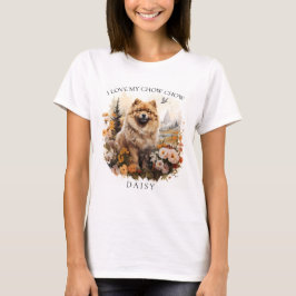 I Kärlek My Chow Blommigt Hund Porträtt T Shirt