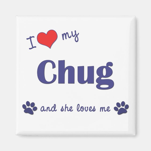I Kärlek My Chug (Hund) Magnet (Framsidan)