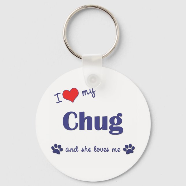 I Kärlek My Chug (Hund) Nyckelring (Framsida)