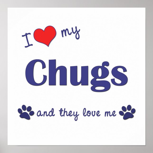 I Kärlek My Chugs (Många Hundar) Poster Skriv ut (Framsidan)