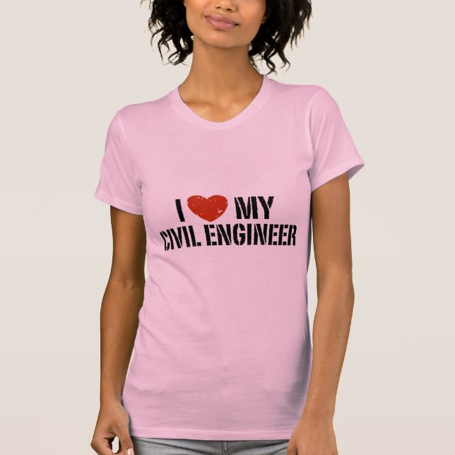 I Kärlek My Civil Ingenjör T Shirt (Framsida)