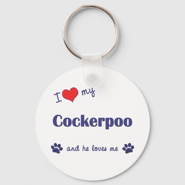 I Kärlek My Cockerpoo (hane Hund) Nyckelring (Framsida)