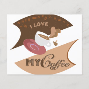 I Kärlek My Coffee Retro Java Flygblad