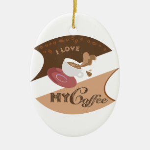 I Kärlek My Coffee Retro Java Julgransprydnad Keramik