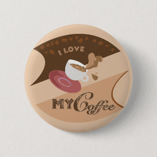 I Kärlek My Coffee Retro Java Knapp
