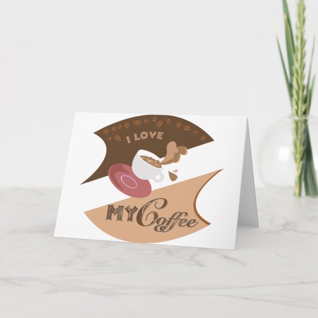 I Kärlek My Coffee Retro Java Kort (Framsida)