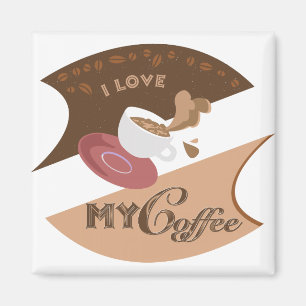I Kärlek My Coffee Retro Java Magnet