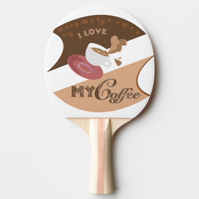 I Kärlek My Coffee Retro Java Pingisracket (Framsidan)