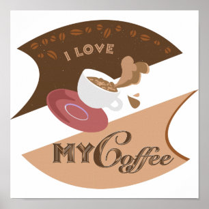 I Kärlek My Coffee Retro Java Poster
