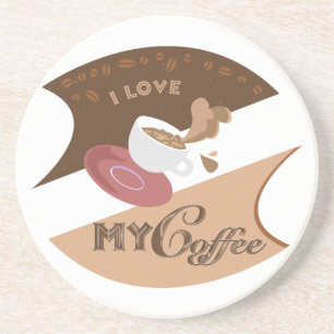 I Kärlek My Coffee Retro Java Underlägg Sandsten