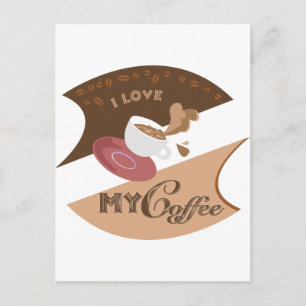 I Kärlek My Coffee Retro Java Vykort