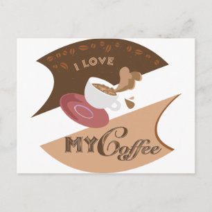 I Kärlek My Coffee Retro Java Vykort