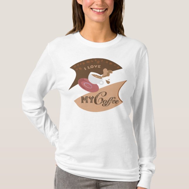 I Kärlek My Coffee Retro Middag Java Stänk T Shirt (Framsida)