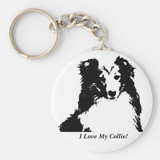 I Kärlek My Collie Anpassningsbar Nyckelring (Framsidan)