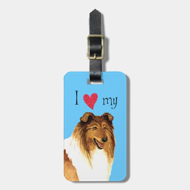 I Kärlek my Collie Bagagebricka (Vertikal Framsida)