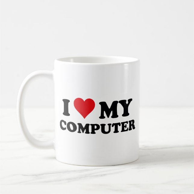 I Kärlek My Computer Coffee Mugg (Vänster)