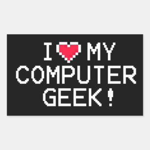 I Kärlek My Computer Geek Rektangulärt Klistermärke