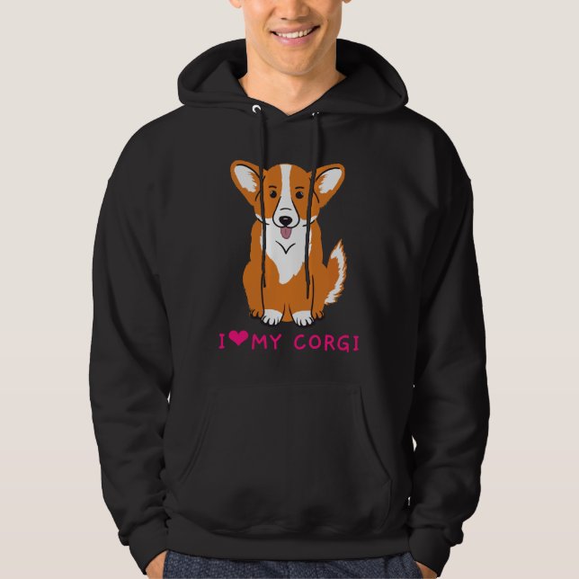 I Kärlek My Corgi 714 Hoodie (Framsida)