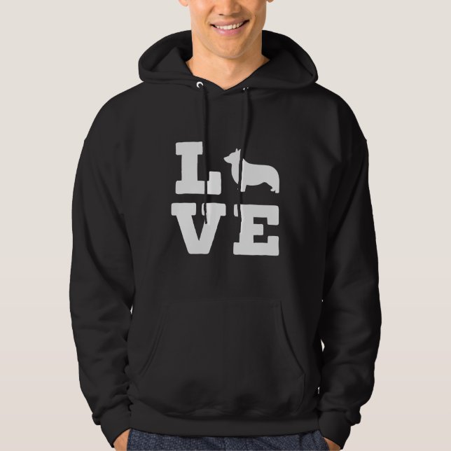 I Kärlek My Corgi Animal Hund Hoodie (Framsida)