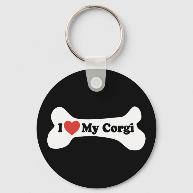 I Kärlek My Corgi - Hund Bone Nyckelring (Framsida)