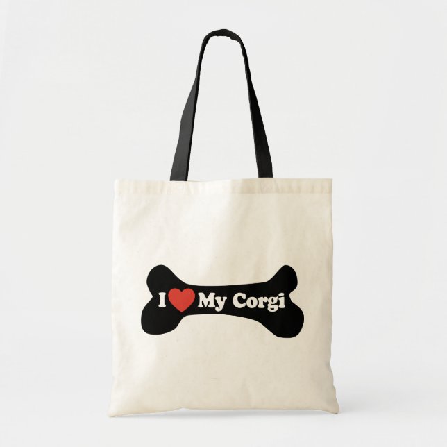 I Kärlek My Corgi - Hund Bone Tygkasse (Framsidan)