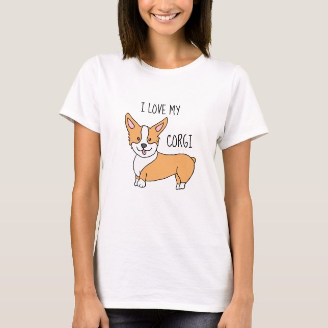 I Kärlek My Corgi Hund Tecknad T Shirt (Framsida)
