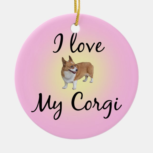 I Kärlek My Corgi Julgransprydnad Keramik (Framsidan)