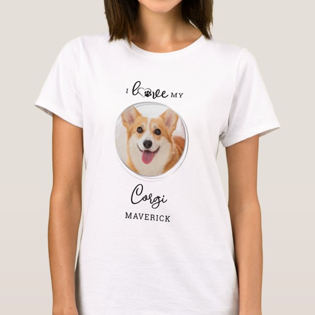 I Kärlek My Corgi Personlig Cute Pet Hund Photo T Shirt (Skapare uppladdad)