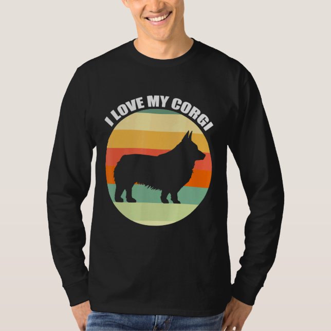 I Kärlek My Corgi Retro Sunset T Shirt (Framsida)