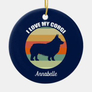 I Kärlek My Corgi Sunset Personlig jul Julgransprydnad Keramik
