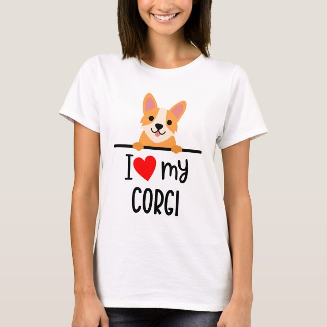 I Kärlek My Corgi T Shirt (Framsida)
